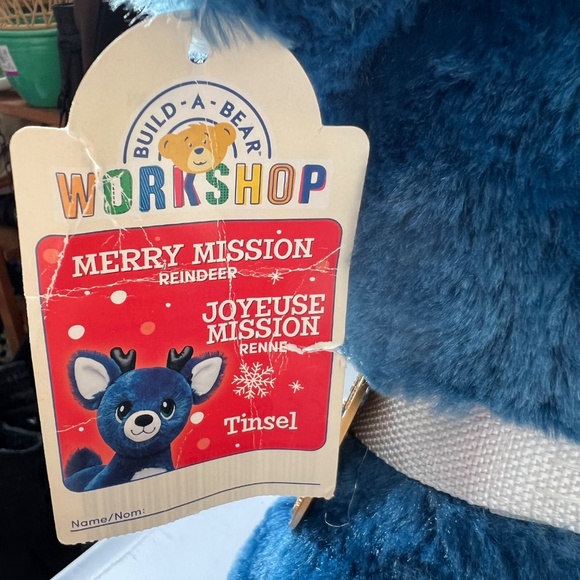 New Build a Bear Christmas Reindeer Tinsel With Tags Blue White 14" Tall - Picture 8 of 10